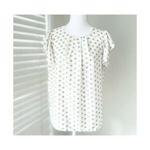 Anthropologie Cream and Gold Dot Blouse